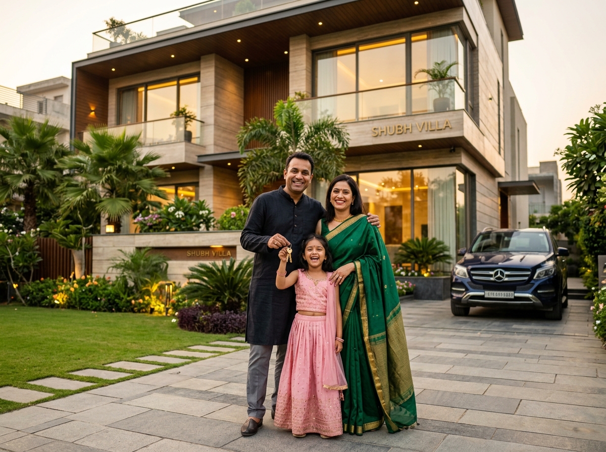 Happy Family Receiving Dream Home Loan Sanction